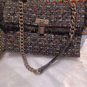 Kurt Geiger Black/Multicolor Tweed Convertible Shoulder or Crossbody